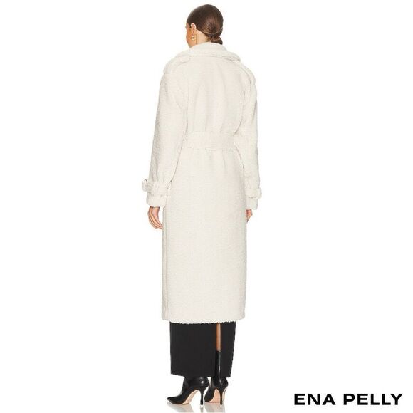 Ena Pelly **NWT** Harri Oversized Belted Teddy Coat in Bone White - Picture 3 of 14